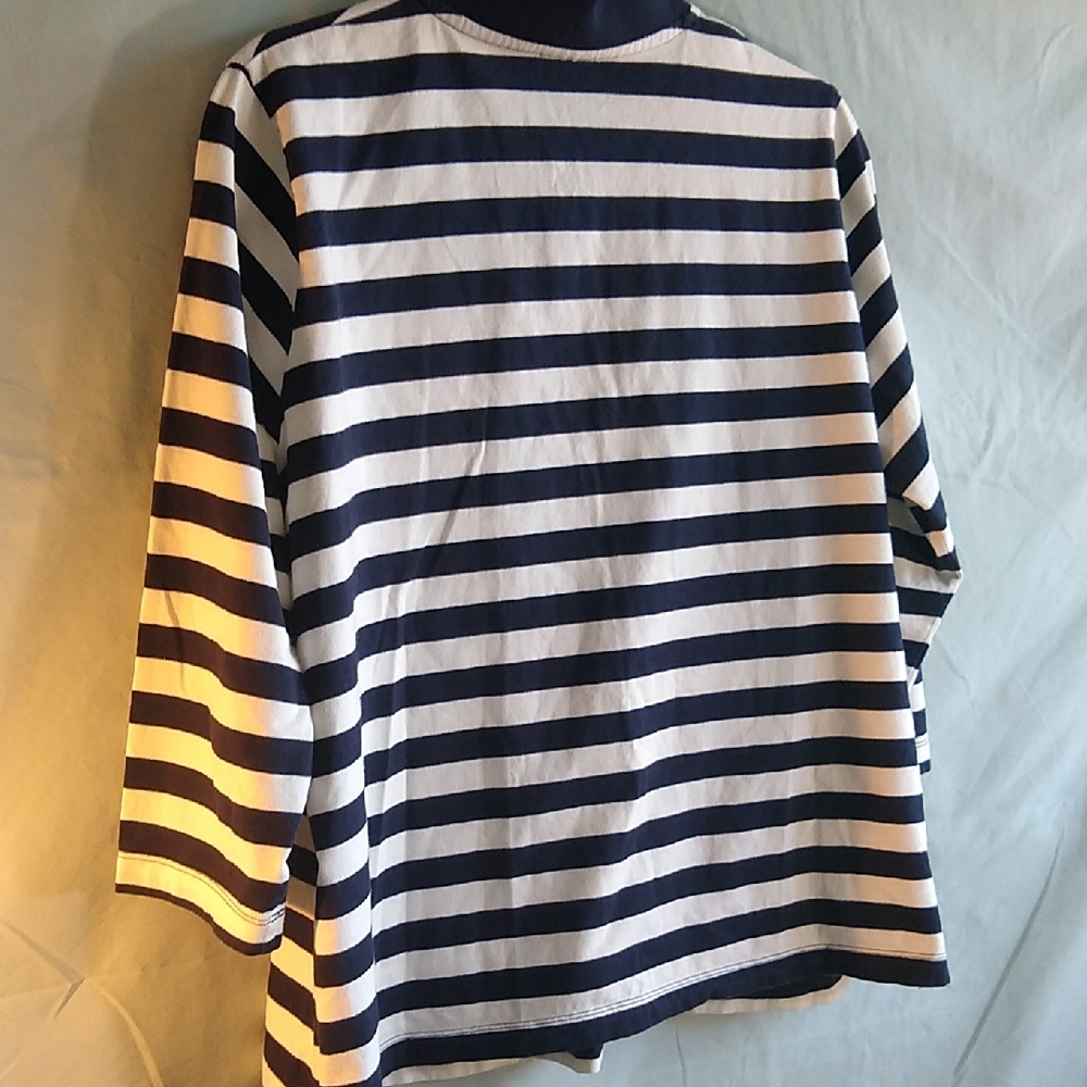 women's M-L-XL navy & white Polo stretchy stripes - Picture 11 of 14
